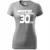 Koszulki i topy damskie - Damska Koszulka z Nadrukiem Branie zaczyna się po 30 Prezent na Urodziny ciemnoszary melanż L - miniaturka - grafika 1