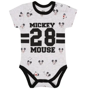 Szare body z czarnymi nadrukami i wzorami MYSZKA MICKEY 12 m 80 cm - Body dla niemowląt - miniaturka - grafika 1