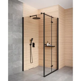 Zestaw Deante Kerria Plus kabina prysznicowa 80x100 cm prostokątna czarny/szkło przezroczyste (KTSXN42P, KTSN30P) - Kabiny prysznicowe - miniaturka - grafika 1