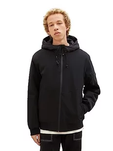 TOM TAILOR Denim Męska kurtka softshell z kapturem, 29999-Black, XXL, 29999-czarny, XXL - Kurtki męskie - miniaturka - grafika 1