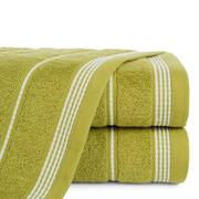 Ręczniki - Ręcznik bawełniany 70x140 MIRA zielony zdobiony bordiurą w pasy - miniaturka - grafika 1