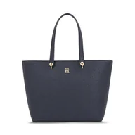 Torebki damskie - Torebka Tommy Hilfiger Emblem Shopper AW0AW15178 Granatowy - miniaturka - grafika 1