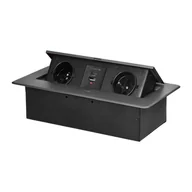 Gniazdka elektryczne - Grafitowe Gniazdo Blatowe Schuko Wpuszczane Z Wejściem Usb A+C Or-Gm-9034(Gs)/Gr Orno - miniaturka - grafika 1