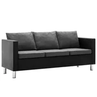Sofy i kanapy - vidaXL Sofa 3-osobowa obita sztuczną skórą, czarno-jasnoszara - miniaturka - grafika 1