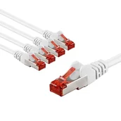 Kable miedziane - goobay 65984 CAT6 kabel sieciowy w zestawie 5 szt. / kabel krosowy ekranowany S/FTP/CU Ethernet kabel, PiMF, LSZH/Cat 6 kabel z 10 Gbits/biały / 5 x 3 m - miniaturka - grafika 1