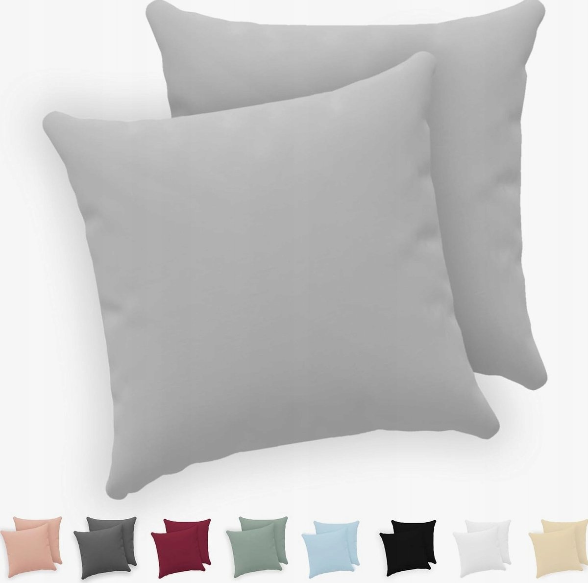 POSZEWKI NA PODUSZKI 80X80CM 2 SZTUKI JERSEY BAWEŁNA ZAMEK OEKO-TEX