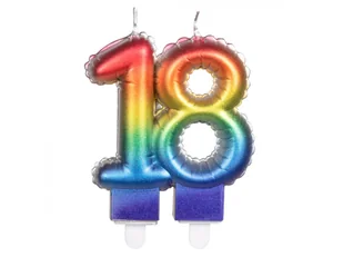 Świeczka na osiemnastkę kolorowa - 18 - osiemnaście - Urodziny dziecka - miniaturka - grafika 1