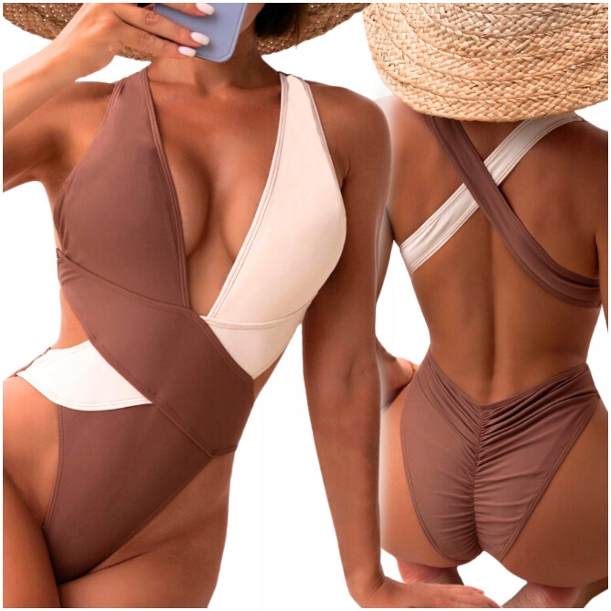 STRÓJ KĄPIELOWY JEDNOCZĘŚCIOWY MODELUJĄCY KOSTIUM POWIĘKSZAJĄCY POŚLADKI S