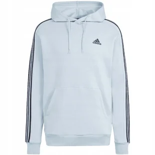 Bluza męska adidas Essentials Fleece 3-Stripes Hoodie błękitna IS0004 L - Bluzy męskie - miniaturka - grafika 1
