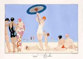 Plakaty - Plakat au Lido plaża Art Deco George Barbier 1919 - miniaturka - grafika 1