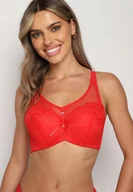 Biustonosze - Czerwony Biustonosz Koronkowy z Usztywnionymi Miseczkami Fatinas - miniaturka - grafika 1