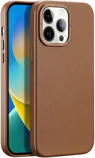 Dux Ducis Grit skórzane etui do iPhone 14 Pro elegancki pokrowiec ze sztucznej skóry (kompatybilne z MagSafe) brązowy - Etui i futerały do telefonów - miniaturka - grafika 1