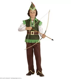 WIDMANN Andreas 73018  kostium dziecięcy Robin Hood, górna część, spodnie, kapelusze, sprężyna oraz pasek, 128, brązowy - Stroje karnawałowe - miniaturka - grafika 1