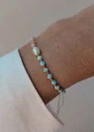 Bransoletki - Bransoletka na nici z larimaru i opalu z perłą Bella - miniaturka - grafika 1
