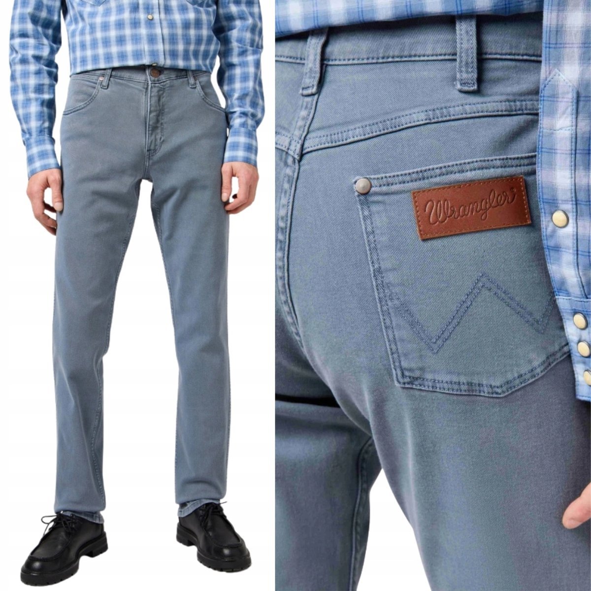 Wrangler GREENSBORO FREE TO STRETCH szare proste spodnie jeansowe W36 L32