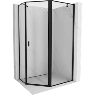 Mexen Mist kabina prysznicowa pięciokątna asymetryczna uchylna prawa 90 x 80 cm, czarna ramka, czarna - 8A8-090-080-70-70-P - Kabiny prysznicowe - miniaturka - grafika 1