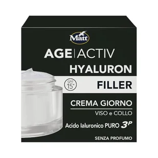 Matt, AGEACTIV Hyaluron Filler, krem do twarzy i szyi, z czystym kwasem hialuronowym i filtrem przeciwsłonecznym SPF 15, potrójne nawilżenie, regeneruje i modeluje skórę, chroni przed promieniami - Kremy do twarzy - miniaturka - grafika 1