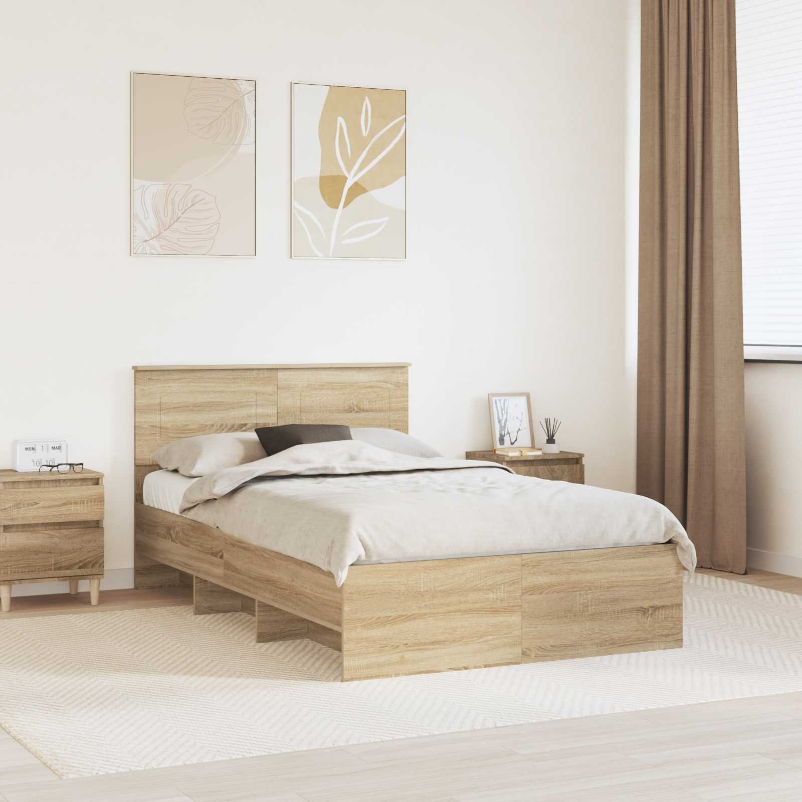 vidaXL Ramka łóżka Dąb Sonoma 120 x 123 cm Materiał z włókien drzewnych