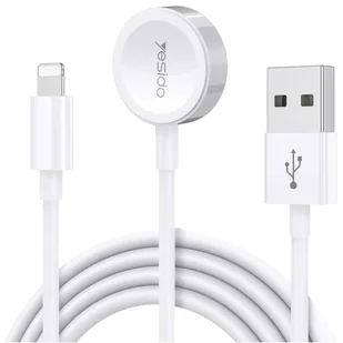 Kabel USB do ładowania 2w1 ładowarka indukcyjna magnetyczna do Apple Watch Przewód do iPhone Lightning Yesido CA70 2.4A 1.2m Biały - Ładowarki do telefonów - miniaturka - grafika 1