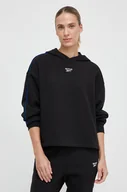 Bluzy damskie - Reebok bluza damska kolor czarny z kapturem gładka - miniaturka - grafika 1