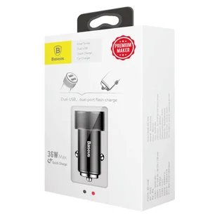 Baseus Baseus Small Screw inteligentna ładowarka samochodowa 2x USB Quick Charge 3.0 QC 3.0 36W czarny (CAXLD-B01) hurtel-40807-0 - Ładowarki samochodowe - miniaturka - grafika 21