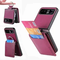 Etui i futerały do telefonów - Skórzane etui na telefon z teksturą Litchi do Motorola Razr 40 Fioletowy - miniaturka - grafika 1