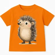 Koszulki dla dziewczynek - Pomarańczowa koszulka z Jeżem na Dzień Jeża - wzór jeż122 - miniaturka - grafika 1