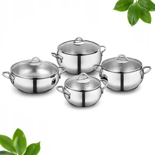 ZESTAW GARNKÓW 8EL. STAL NIERDZEWNA 4 GARNKI POKRYWY KPL TOMBIK A1807 - Zestawy garnków i patelni - miniaturka - grafika 1