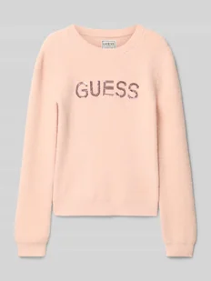 Sweter z dzianiny z aplikacją z logo - Swetry dla dziewczynek - miniaturka - grafika 1