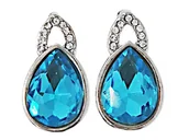 Kolczyki - Kolczyki krople zdobione błękitną cyrkonią na sztyfcie na prezent - miniaturka - grafika 1