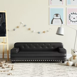 vidaXL Sofa dla dzieci, czarna, 90x53x30 cm, sztuczna skóra - Meble do sypialni - miniaturka - grafika 1