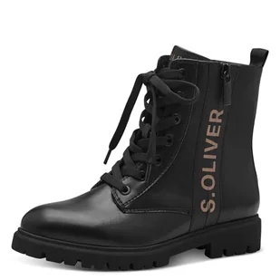 s.Oliver Damskie sztyblety Lace Boot Flat 5-25222-43, czarny, 37 EU - Botki damskie - miniaturka - grafika 1