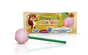 Starpharma Zdrowy Lizak Mniam-Mniam z witaminą C i D o smaku truskawkowym x1 sztuka - Gumy do żucia, lizaki, dropsy - miniaturka - grafika 1