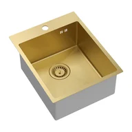 Zlewozmywaki - Zlewozmywak stalowy Root Chef Moon Box, 40 x 50 x 20 cm, z syfonem, złoty - miniaturka - grafika 1
