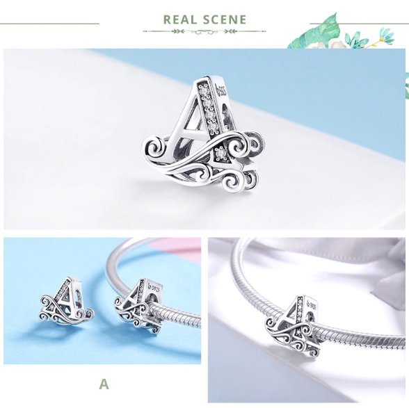 Zawieszka Charms literka Alfabet do Pandora Apart Srebro 925 litera A