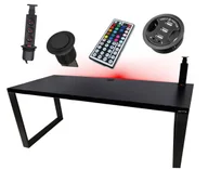 Biurka gamingowe - Biurko Gamingowe 160X80 Loftowe Led Przepust Gniazdo - miniaturka - grafika 1
