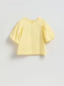 Bluzki damskie - Reserved - Bawełniana bluzka - jasnożółty - miniaturka - grafika 1