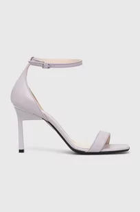Calvin Klein sandały skórzane GEO STILETTO SANDAL kolor fioletowy HW0HW01610 - Sandały damskie - miniaturka - grafika 1