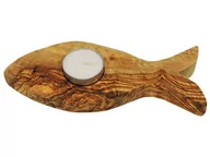 Świeczniki - Świecznik z drewna oliwnego w kształcie ryby - miniaturka - grafika 1