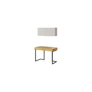 Młodzieżowe Biurko z Szafką Wiszącą SET-10B Teen Flex Lenart Hikora Naturalna, Silk Flou, Raw Steel - Zestawy mebli dla dzieci - miniaturka - grafika 1