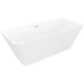 Wanny - Mexen Tava wanna wolnostojąca ryflowana 170 x 75 cm, biała, przelew złoty szczotkowany - 52851707500-55 - miniaturka - grafika 1