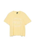 Koszulki i topy damskie - Vero Moda T-Shirt Sonna 10327143 Żółty Regular Fit - miniaturka - grafika 1