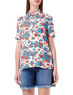 Love Moschino Koszulka damska, White Blue Yellow Red Black, 44 PL - Koszulki i topy damskie - miniaturka - grafika 1