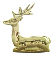Ozdoby bożonarodzeniowe - Lumarko Lumarko Figurka Porcelanowa Renifer 10x5x11 Cm Złoty 1701001210 Alt - miniaturka - grafika 1