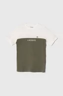 Koszulki dla chłopców - Lacoste t-shirt bawełniany dziecięcy kolor zielony wzorzysty - miniaturka - grafika 1