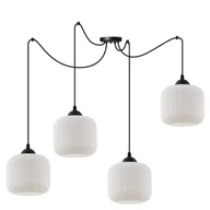 Lampy sufitowe - Lampa sufitowa wisząca Riffle Pająk loft 4xE27 klosz walec czarny/biały Light Home LH - miniaturka - grafika 1