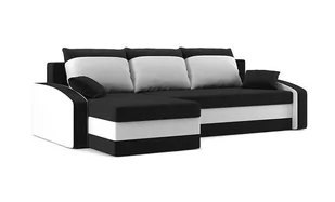 Narożnik Hewlet z Funkcją Spania Łóżko Rogówka Sofa, Czarny-Biały - Narożniki - miniaturka - grafika 1