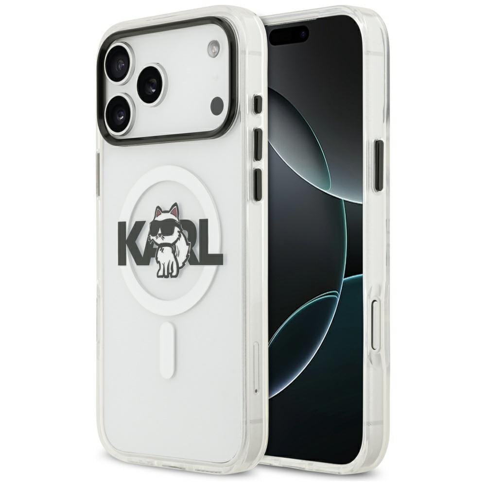 Etui Karl Lagerfeld IML Choupette Sketch Logo MagSafe do iPhone 17 Pro przezroczysty