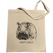 Torby i wózki na zakupy - Torba zakupy zabawny nadruk hipopotam KEEP CALM - miniaturka - grafika 1