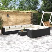 Meble ogrodowe - 11-cz. zestaw wypoczynkowy do ogrodu, z poduszkami, czarny vidaXL - miniaturka - grafika 1
